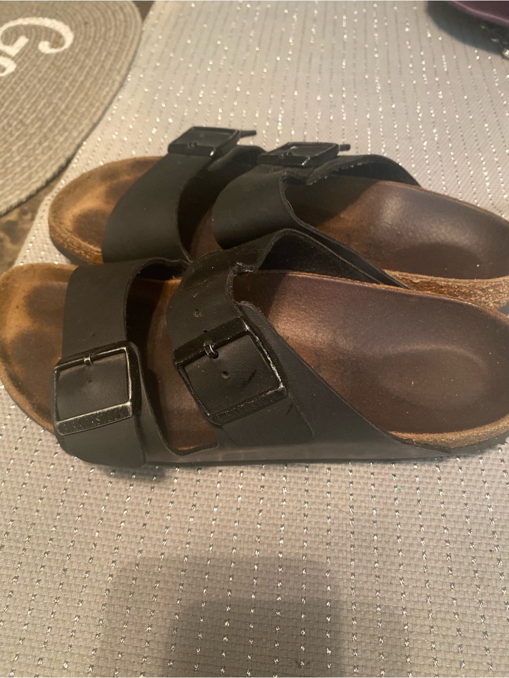 Birkenstock  Black Double-Buckle Slide Sandals